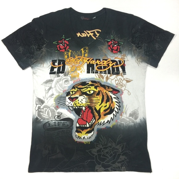 Ed Hardy Other - Ed Hardy Men’s Black and White T-Shirt, Size Large